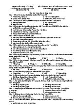 Đề kiểm tra học kỳ I môn Địa lý Lớp 9 - Năm học 2018-2019 - Trường THCS Đoàn Thị Điểm